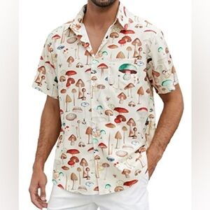 Men's Cream Mushroom Print Shirt